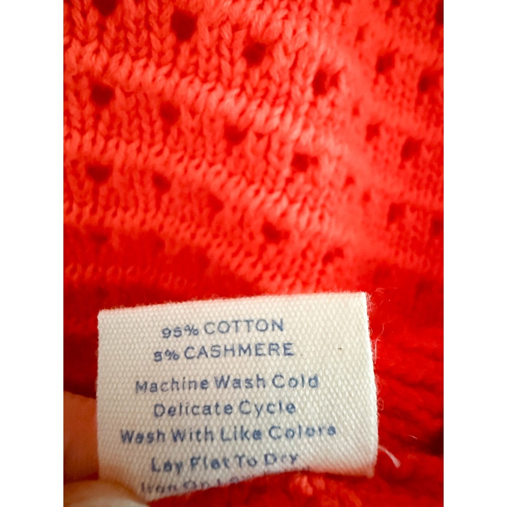 Alice Walk | Cotton Cashmere Crochet Pullover Sweater Papaya | Sz XS - Picture 8 of 10